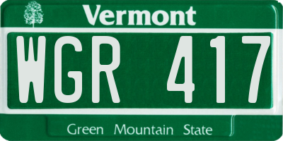 VT license plate WGR417