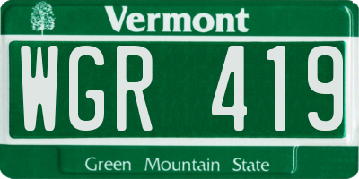 VT license plate WGR419