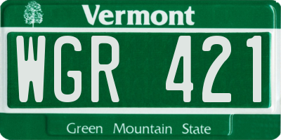 VT license plate WGR421