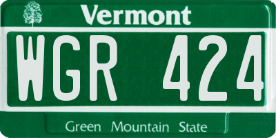 VT license plate WGR424