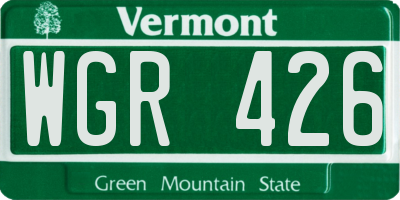 VT license plate WGR426