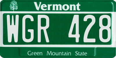 VT license plate WGR428