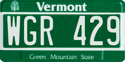VT license plate WGR429