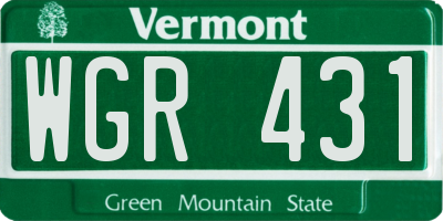 VT license plate WGR431