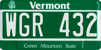 VT license plate WGR432