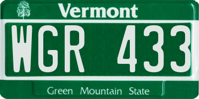 VT license plate WGR433