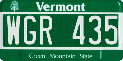 VT license plate WGR435