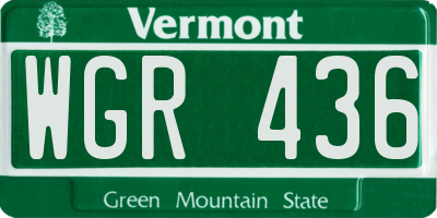 VT license plate WGR436