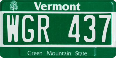 VT license plate WGR437