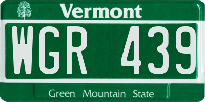 VT license plate WGR439