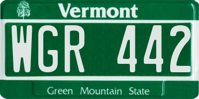 VT license plate WGR442