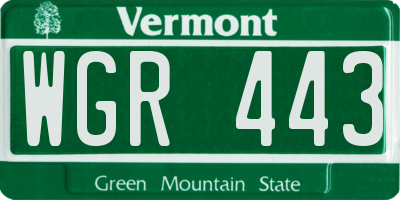VT license plate WGR443