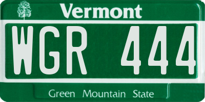 VT license plate WGR444