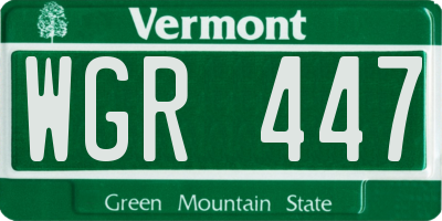 VT license plate WGR447
