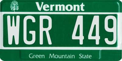 VT license plate WGR449