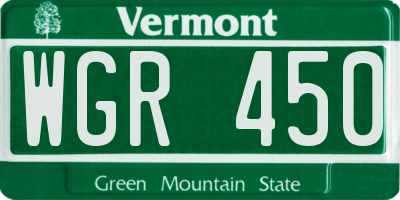 VT license plate WGR450