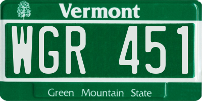 VT license plate WGR451
