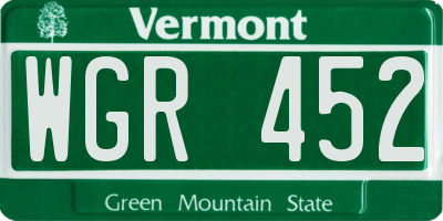 VT license plate WGR452