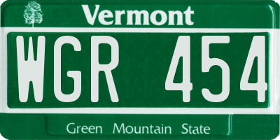VT license plate WGR454