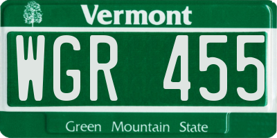 VT license plate WGR455