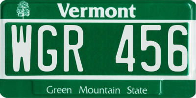 VT license plate WGR456