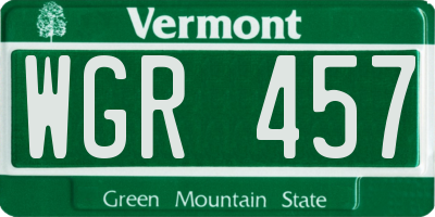 VT license plate WGR457