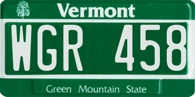 VT license plate WGR458