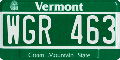 VT license plate WGR463
