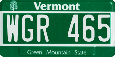 VT license plate WGR465