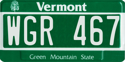 VT license plate WGR467