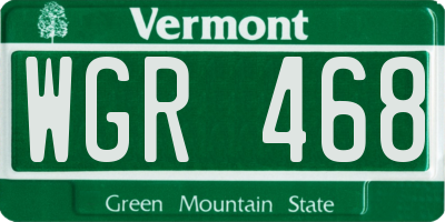 VT license plate WGR468