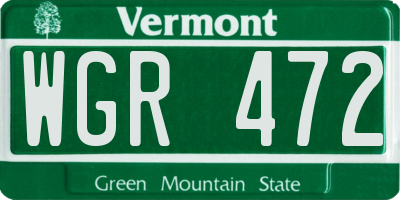 VT license plate WGR472