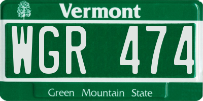VT license plate WGR474