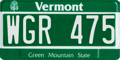 VT license plate WGR475