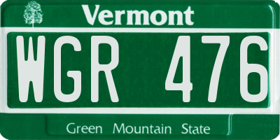 VT license plate WGR476