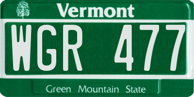 VT license plate WGR477