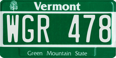 VT license plate WGR478