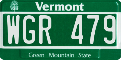 VT license plate WGR479