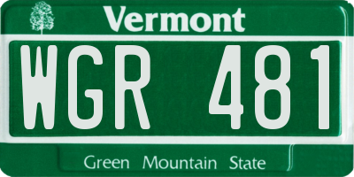 VT license plate WGR481