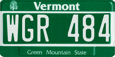 VT license plate WGR484