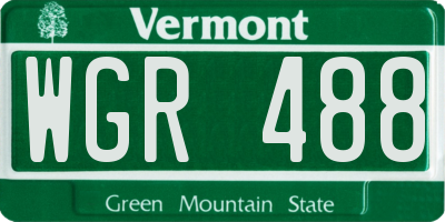 VT license plate WGR488