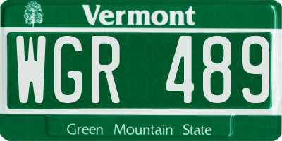 VT license plate WGR489