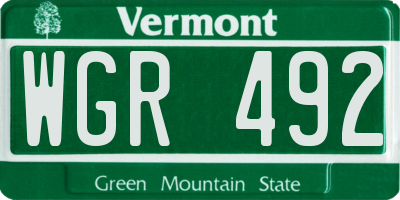 VT license plate WGR492