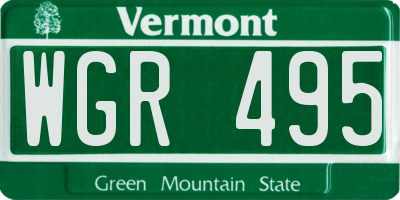 VT license plate WGR495