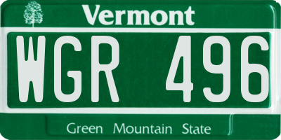 VT license plate WGR496