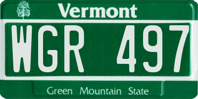 VT license plate WGR497
