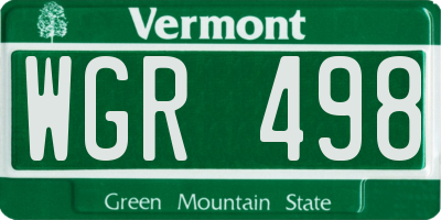 VT license plate WGR498