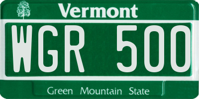 VT license plate WGR500
