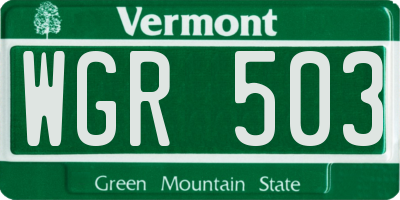 VT license plate WGR503