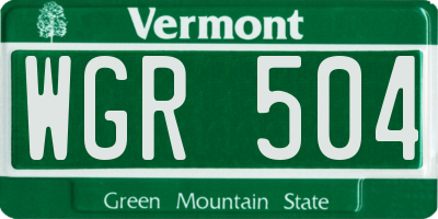 VT license plate WGR504